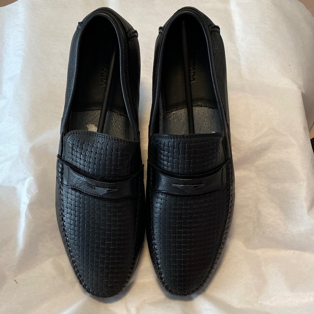 Zanzara Men's Black Textured Slip-On Loafers Size 10.5